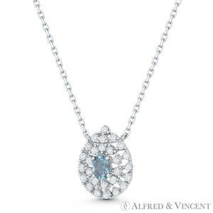 Teardrop Water Charm CZ Crystal Bezel Pendant & Necklace in .925 Sterling Silver